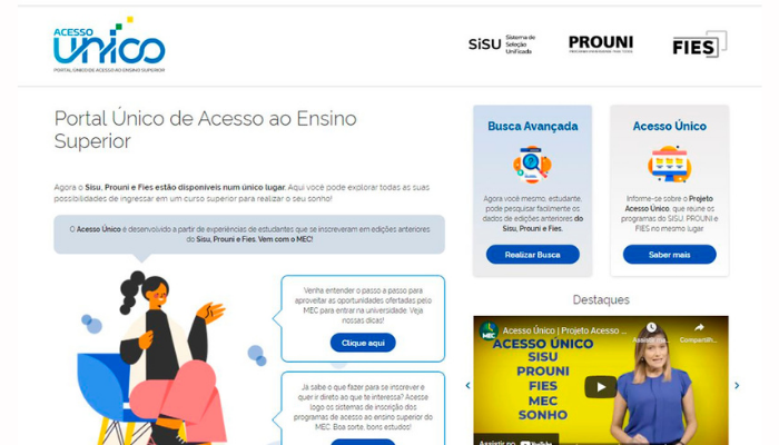 Em Portal Único de Acesso, MEC reúne Sisu, Prouni e Fies